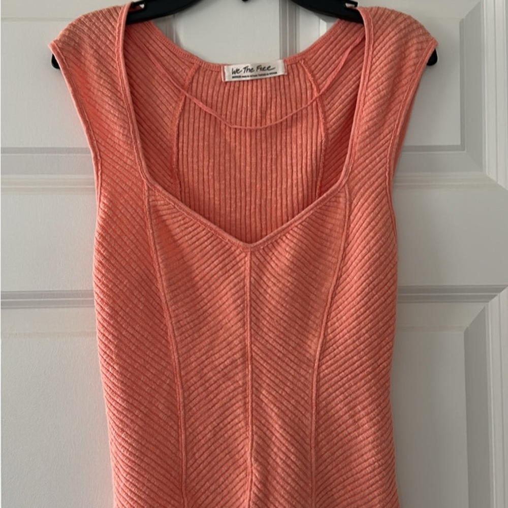 Free People Coral Ribbed Camisole